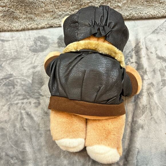 Paradies Teddy Bear Aviator Pilot Black Biker Faux Leather Motorcycle Jacket - Picture 4 of 7